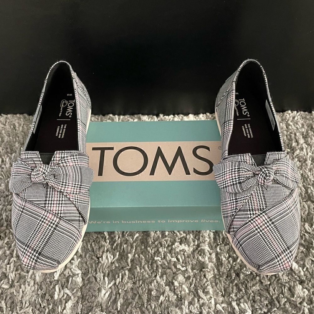 NIB TOMS Alpargata Multi Plaid Bow Shoes